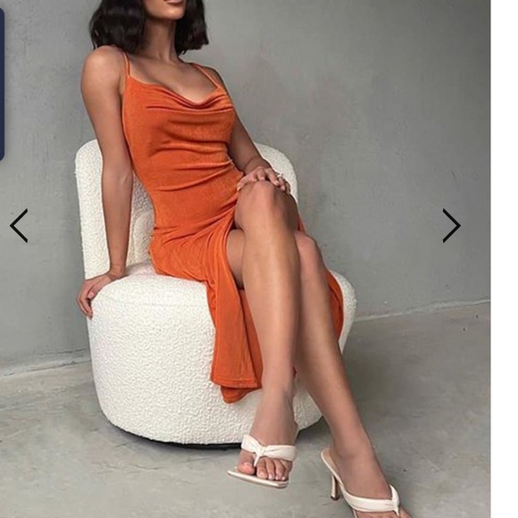 Sexy orange slinky dress - Picture 2 of 5